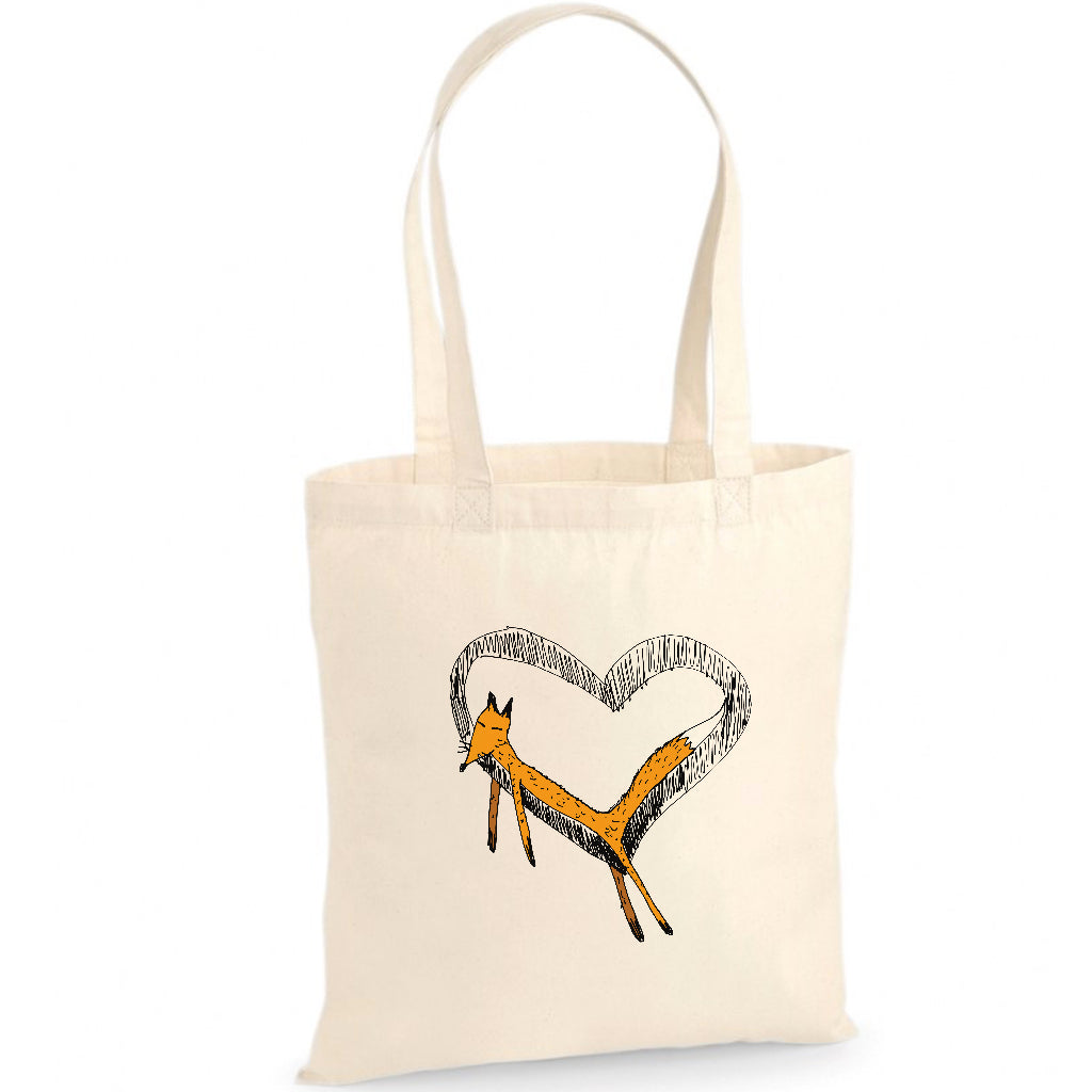 Fox heart tote bag