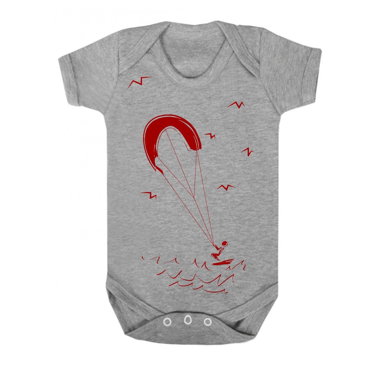 Babygrow - Kiteboarding Baby, Grey Red
