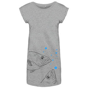 Dress - Fish Flowy T-shirt Dress, Grey