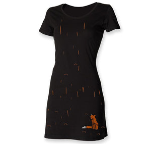 hand painted Dress - Fox In The Rain T-shirt Dress