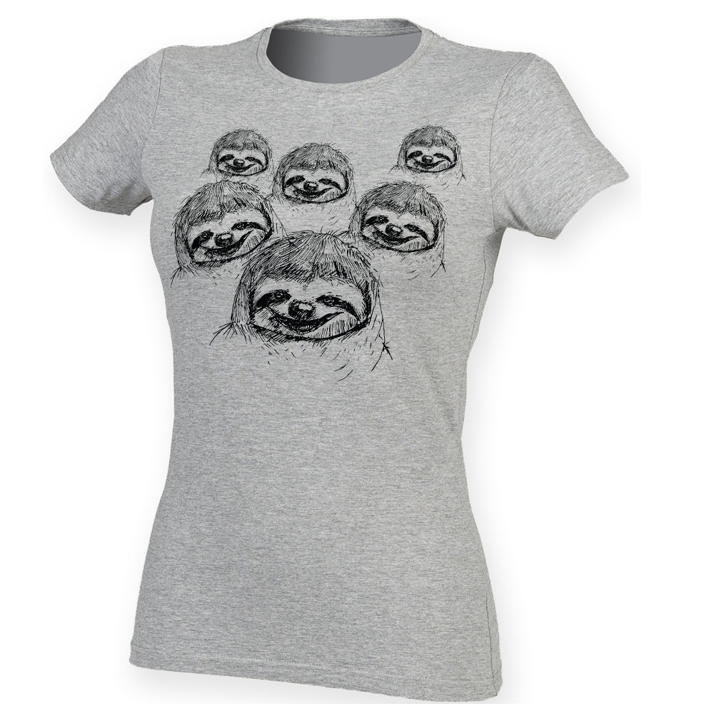 Gang of smiley sloths women t-shirt