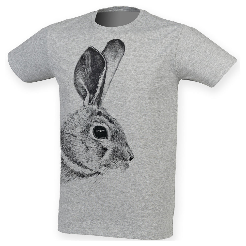 Hare men t-shirt, by Gill Pollitt