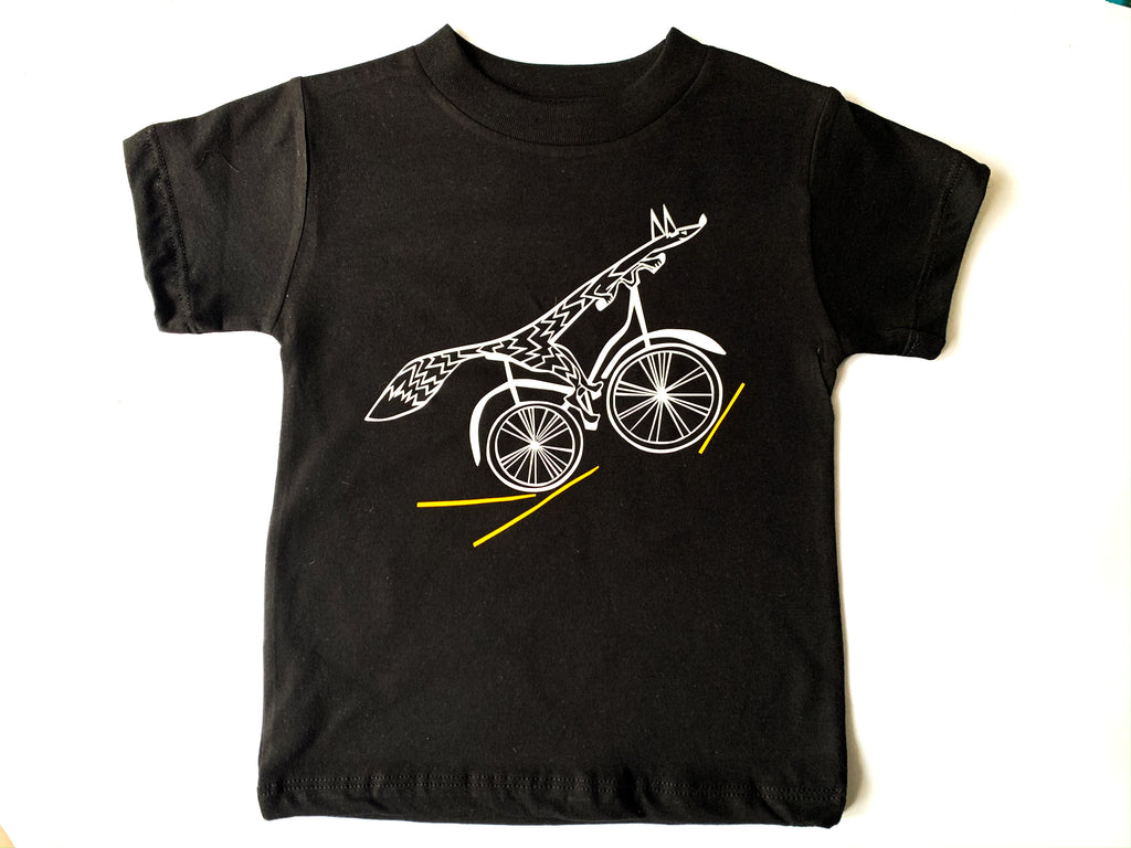 Fox bike kids t shirt, black and white