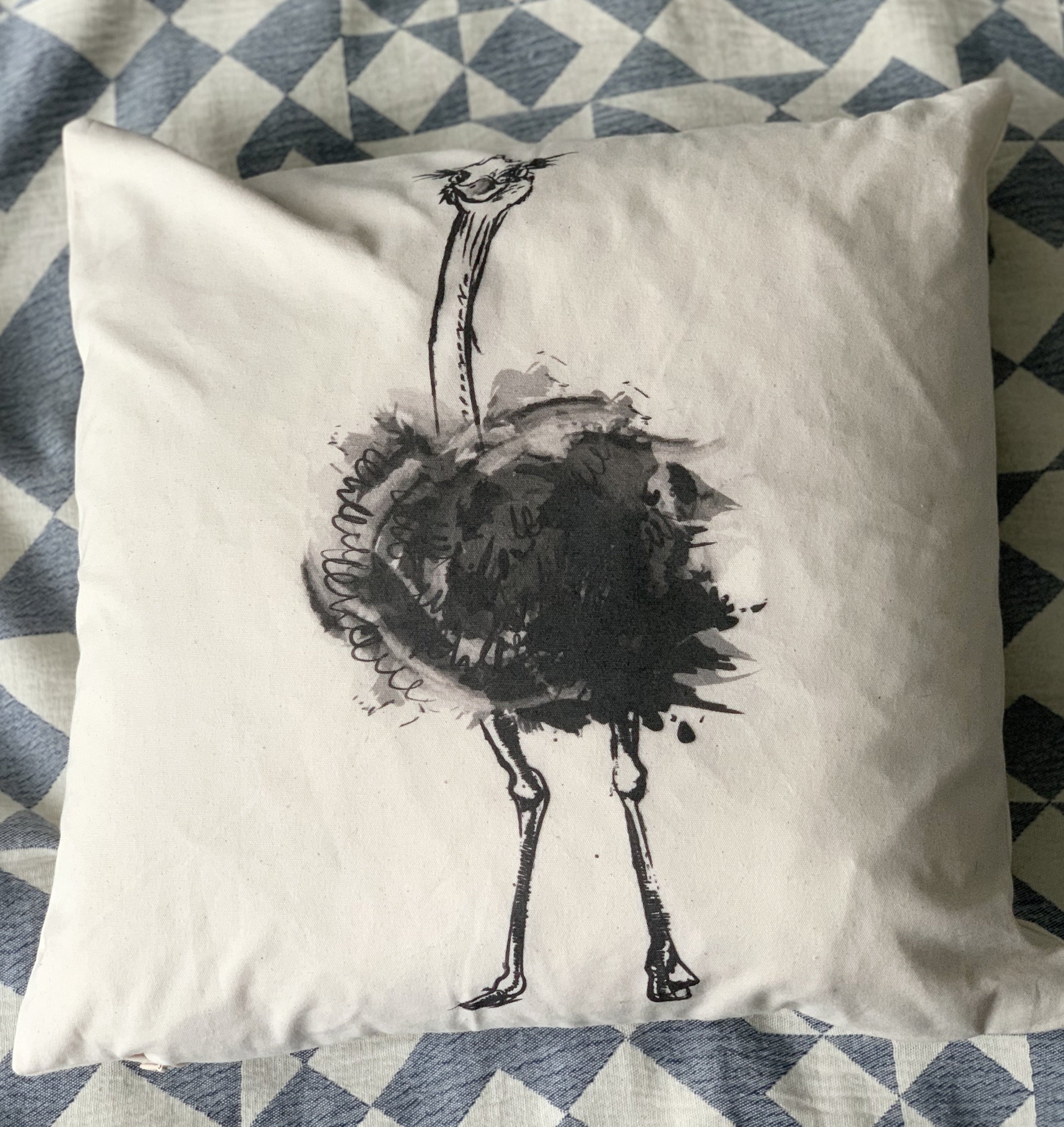 Cushion cover, ostrich