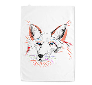 Festival fox tea towel