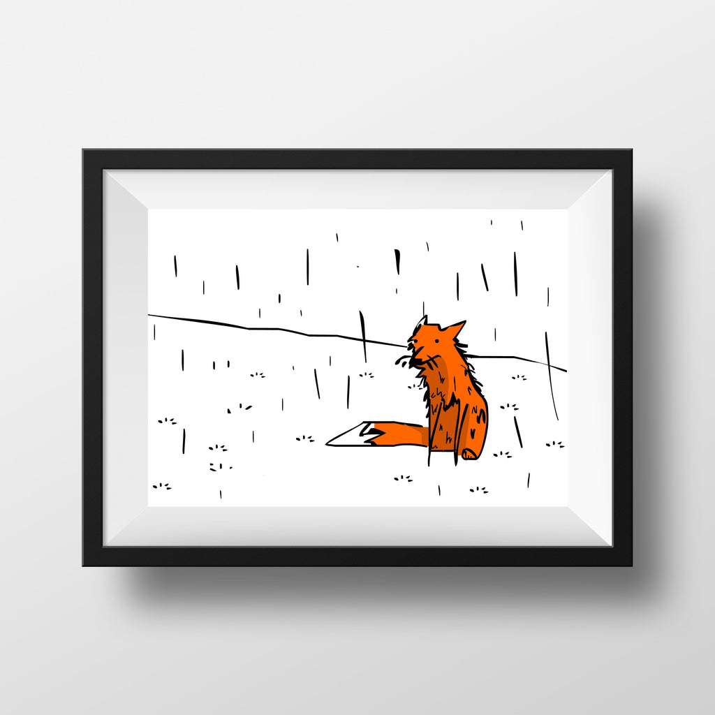 Print - Fox In The Rain Print