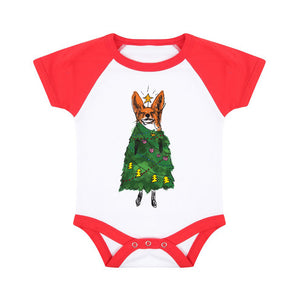 Christmas fox baby bodysuit