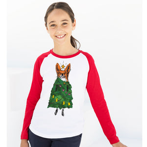 Christmas fox kids raglan shirt