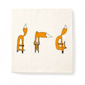 Cushion cover, yoga foxes